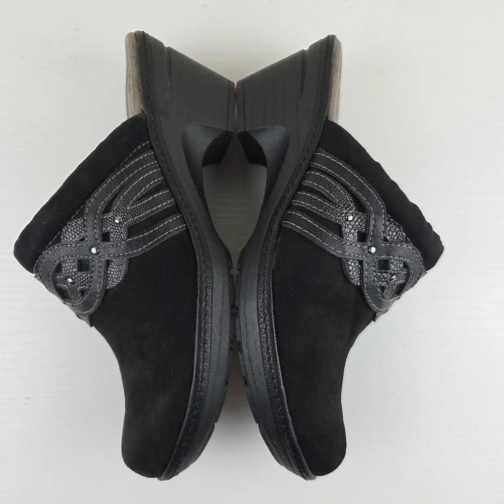 Croft & Barrow Ortholite Dame Black Suede Women's Mules Comfort Shoes Size 8.5 M
